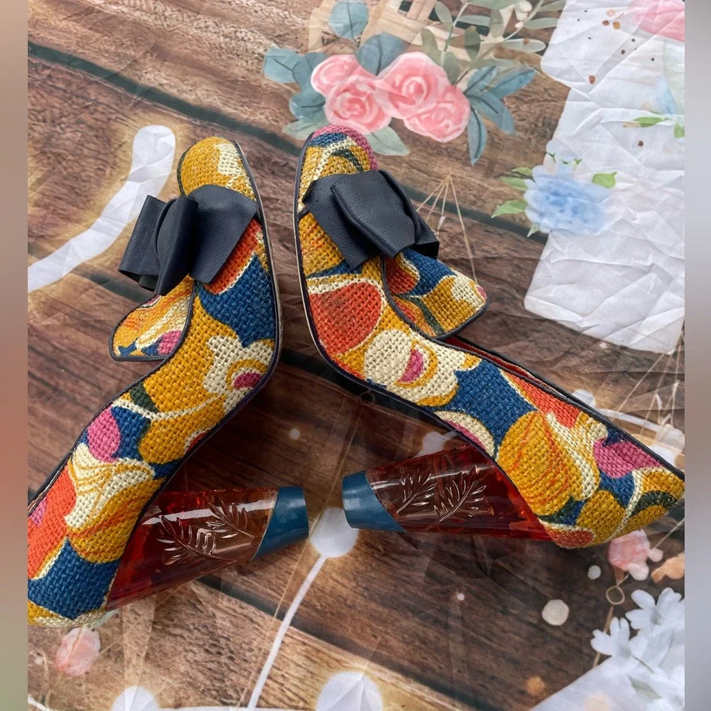 Irregular Choice Red and Orange Heels with Vibrant Design - Picture 6 of 16